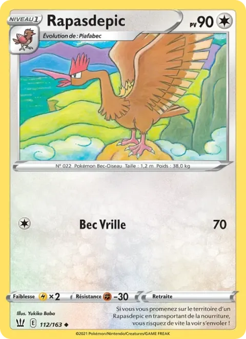 Carte Pokémon Rapasdepic 112/163, extension Styles de combat
