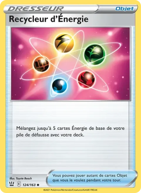 Carte Pokémon Recycleur d’Énergie 124/163, extension Styles de combat