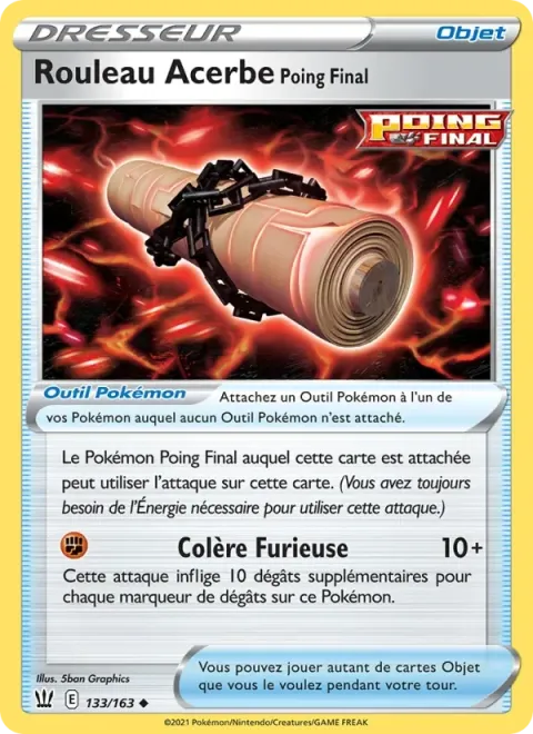Carte Pokémon Rouleau Acerbe Poing Final 133/163, extension Styles de combat