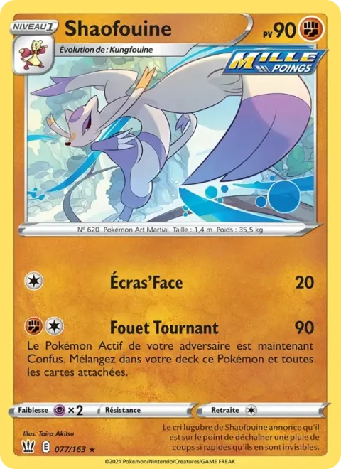 Carte Pokémon Shaofouine 077/163, extension Styles de combat