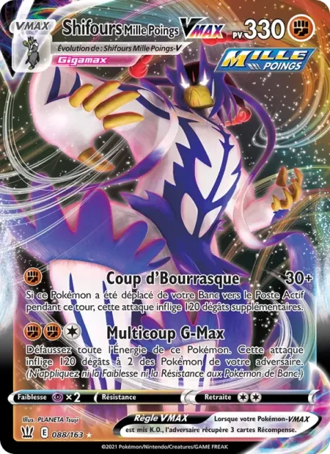 Carte Pokémon Shifours Mille Poings VMAX 088/163, extension Styles de combat