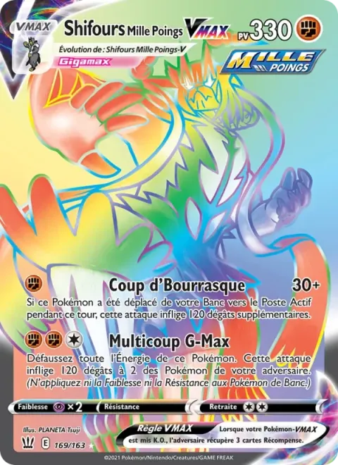 Carte Pokémon Shifours Mille Poings VMAX 169/163, extension Styles de combat