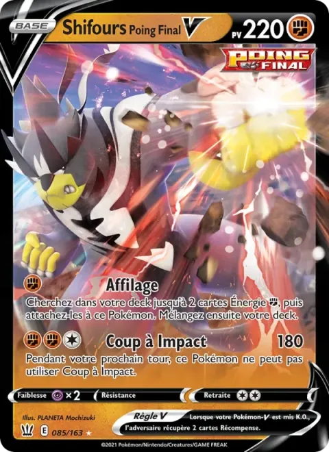 Carte Pokémon Shifours Poing Final V 085/163, extension Styles de combat