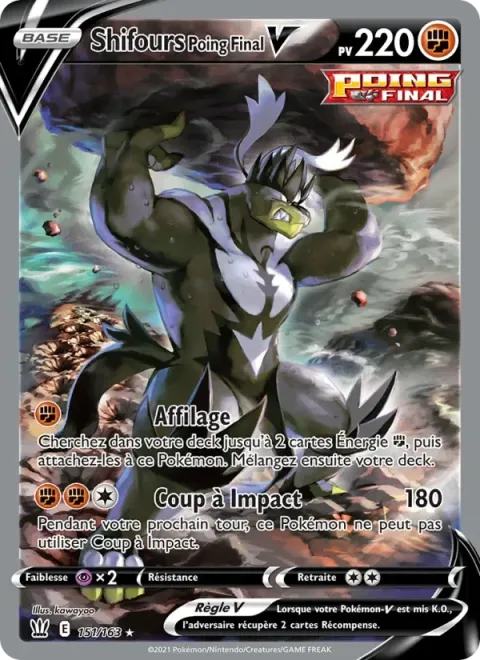Carte Pokémon Shifours Poing Final V 151/163, extension Styles de combat