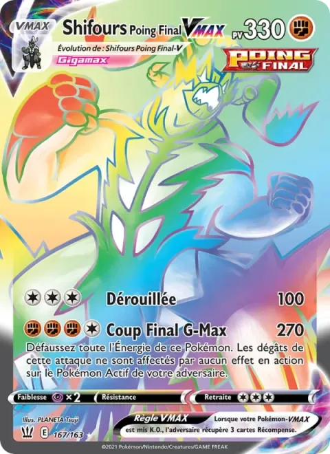 Carte Pokémon Shifours Poing Final VMAX 167/163, extension Styles de combat