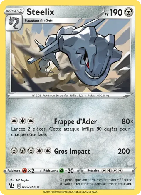 Carte Pokémon Steelix 099/163, extension Styles de combat