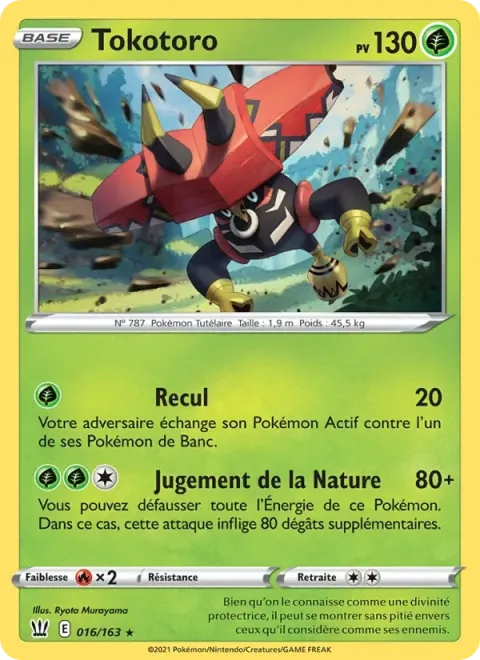 Carte Pokémon Tokotoro 016/163, extension Styles de combat