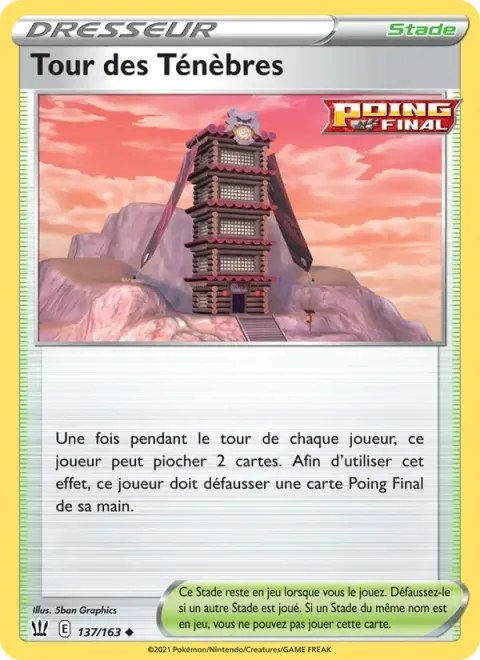 Carte Pokémon Tour des Ténèbres 137/163, extension Styles de combat