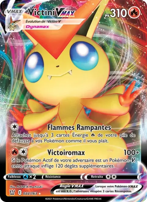 Carte Pokémon Victini VMAX 022/163, extension Styles de combat