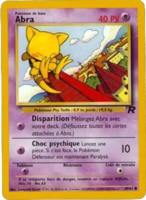 Carte Pokémon Abra 049/082, extension Team Rocket