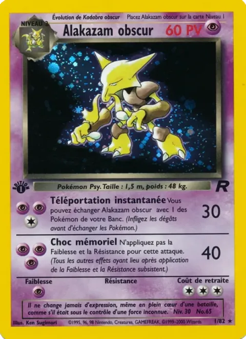 Carte Pokémon Alakazam obscur 001/082, extension Team Rocket