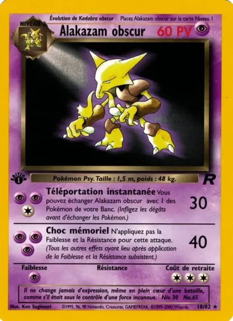 Carte Pokémon Alakazam obscur 018/082, extension Team Rocket