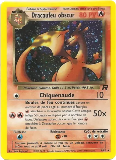 Carte Pokémon Dracaufeu obscur 004/082, extension Team Rocket