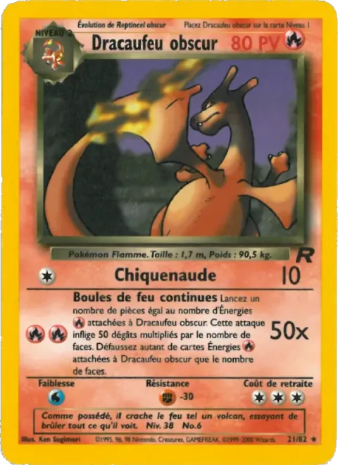 Carte Pokémon Dracaufeu obscur 021/082, extension Team Rocket