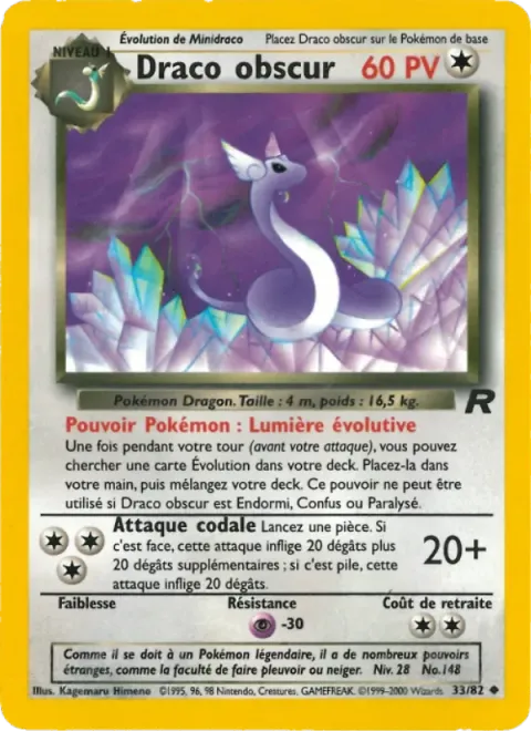 Carte Pokémon Draco obscur 033/082, extension Team Rocket
