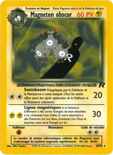 Carte Pokémon Magneton obscur 028/082, extension Team Rocket