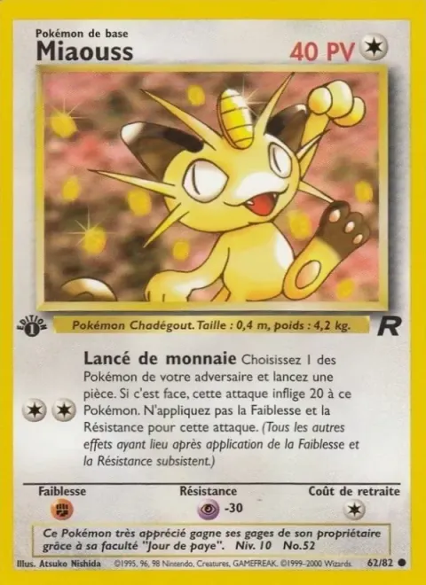 Carte Pokémon Miaouss 062/082, extension Team Rocket