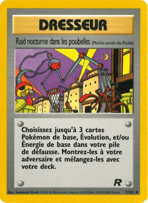Carte Pokémon Raid nocturne dans les poubelles 077/082, extension Team Rocket