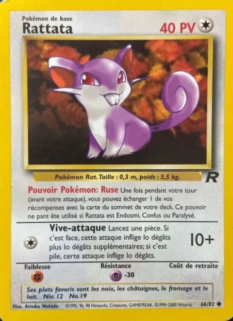Carte Pokémon Rattata 066/082, extension Team Rocket