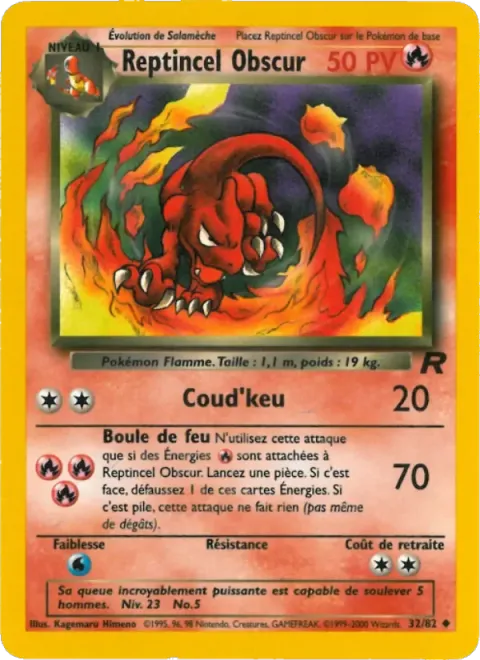Carte Pokémon Reptincel Obscur 032/082, extension Team Rocket