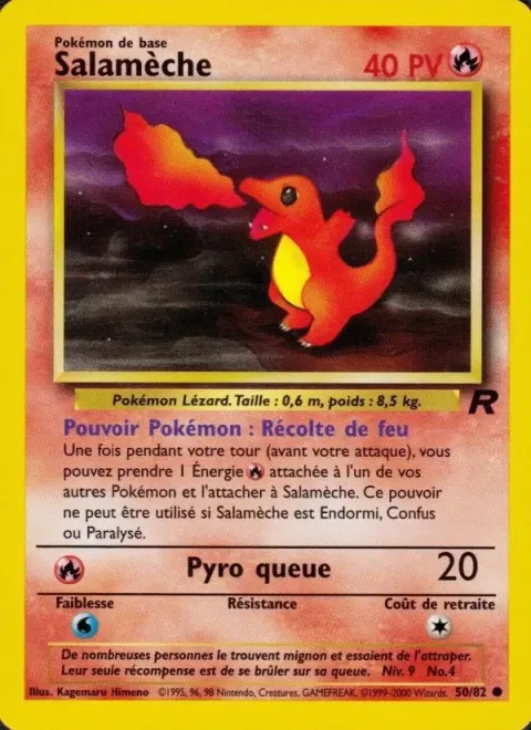 Carte Pokémon Salamèche 050/082, extension Team Rocket