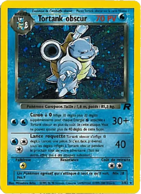 Carte Pokémon Tortank obscur 003/082, extension Team Rocket