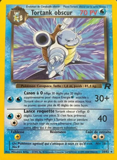 Carte Pokémon Tortank obscur 020/082, extension Team Rocket