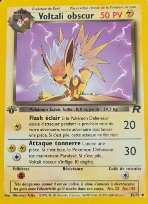 Carte Pokémon Voltali obscur 038/082, extension Team Rocket