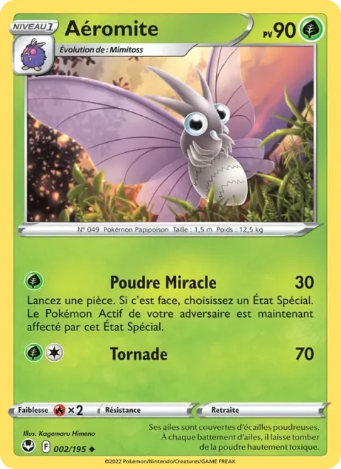 Carte Pokémon Aéromite 002/195, extension Tempête Argentée