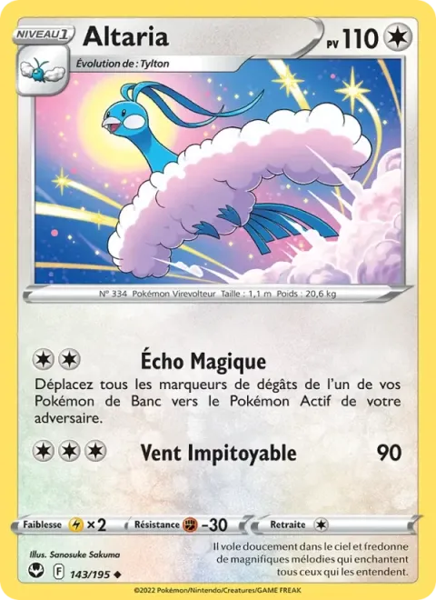 Carte Pokémon Altaria 143/195, extension Tempête Argentée