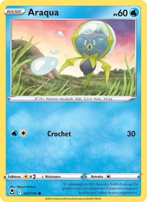 Carte Pokémon Araqua 047/195, extension Tempête Argentée