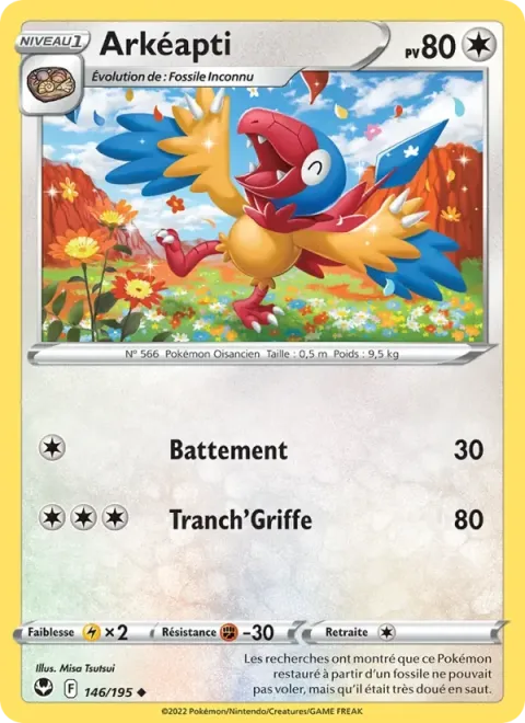 Carte Pokémon Arkéapti 146/195, extension Tempête Argentée