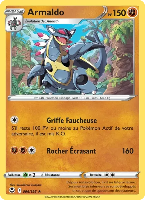 Carte Pokémon Armaldo 096/195, extension Tempête Argentée