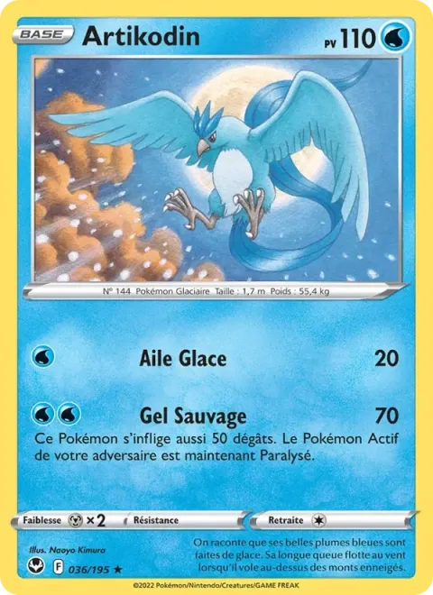 Carte Pokémon Artikodin 036/195, extension Tempête Argentée