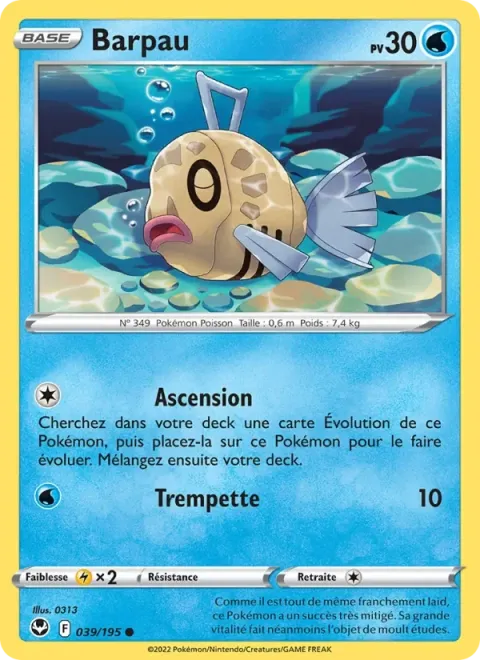 Carte Pokémon Barpau 039/195, extension Tempête Argentée