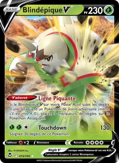 Carte Pokémon Blindépique V 015/195, extension Tempête Argentée