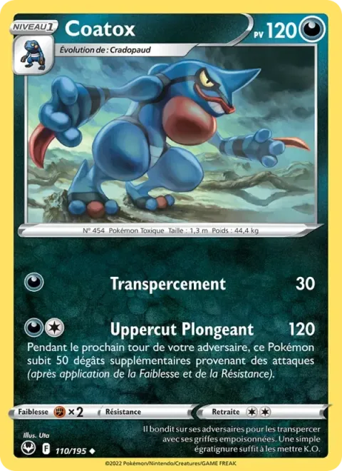 Carte Pokémon Coatox 110/195, extension Tempête Argentée