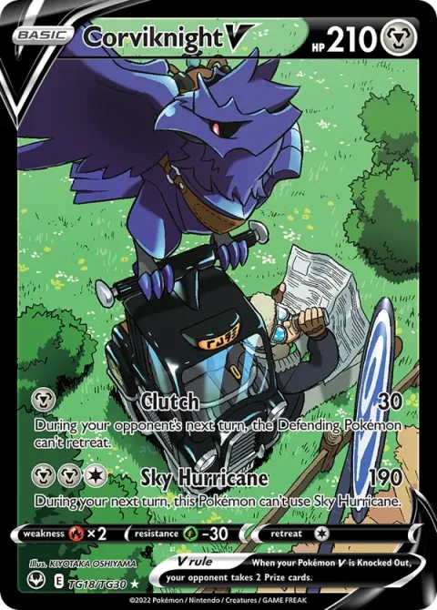 Carte Pokémon Corvaillus V TG18/TG30, extension Tempête Argentée