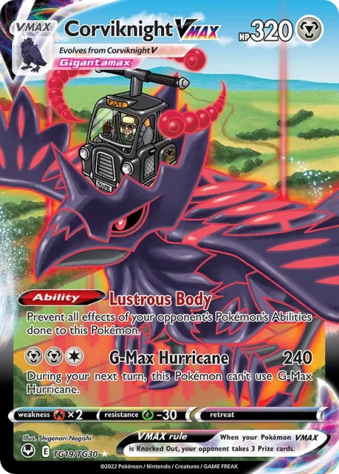 Carte Pokémon Corvaillus VMAX TG19/TG30, extension Tempête Argentée