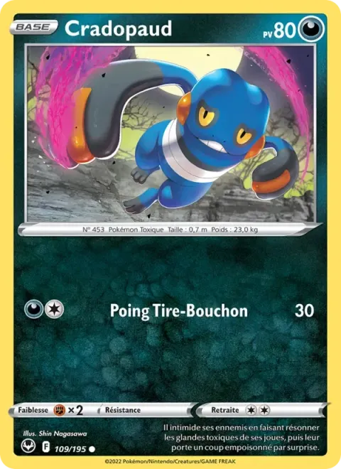 Carte Pokémon Cradopaud 109/195, extension Tempête Argentée