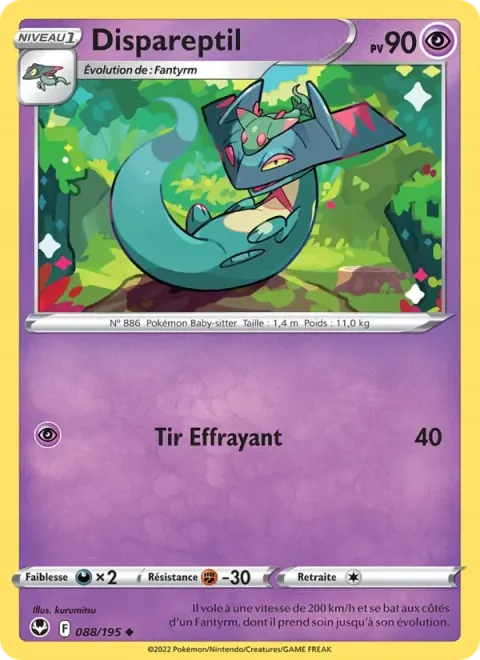 Carte Pokémon Dispareptil 088/195, extension Tempête Argentée