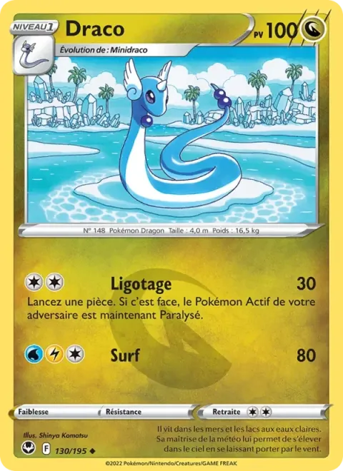 Carte Pokémon Draco 130/195, extension Tempête Argentée