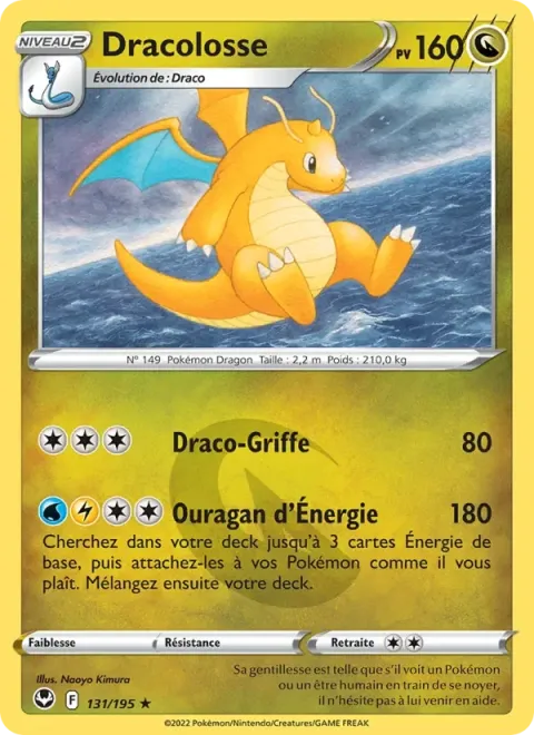 Carte Pokémon Dracolosse 131/195, extension Tempête Argentée