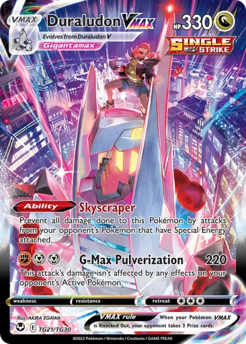 Carte Pokémon Duralugon VMAX TG21/TG30, extension Tempête Argentée