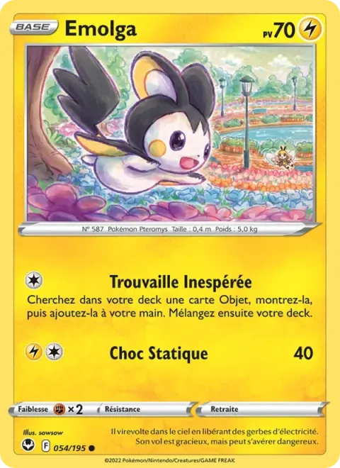 Carte Pokémon Emolga 054/195, extension Tempête Argentée