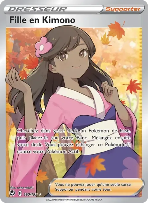 Carte Pokémon Fille en Kimono 190/195, extension Tempête Argentée