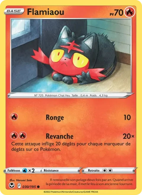 Carte Pokémon Flamiaou 030/195, extension Tempête Argentée
