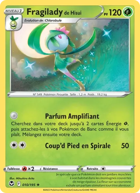Carte Pokémon Fragilady de Hisui 010/195, extension Tempête Argentée