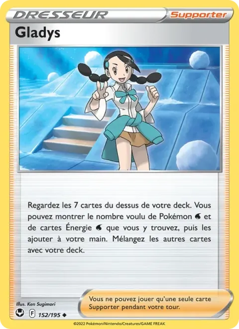 Carte Pokémon Gladys 152/195, extension Tempête Argentée