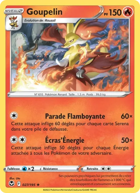 Carte Pokémon Goupelin 027/195, extension Tempête Argentée